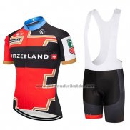 2019 Fahrradbekleidung Schweiz Rot Shwarz Trikot Kurzarm und Tragerhose (2)